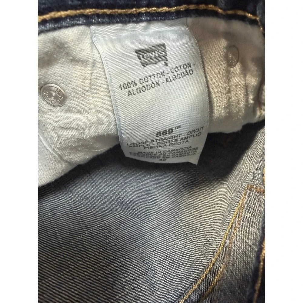 Levi's 569 Loose Straight Denim Shorts Men's 42 Blue Dark Wash 100% Cotton